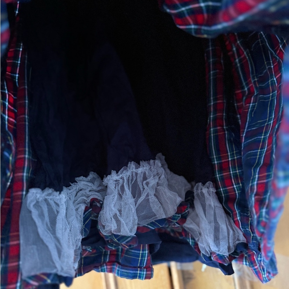 JoJo Maman Bébé Navy Smocked Tartan Party Dress red and blue plaid 4T 5T - Picture 3 of 8
